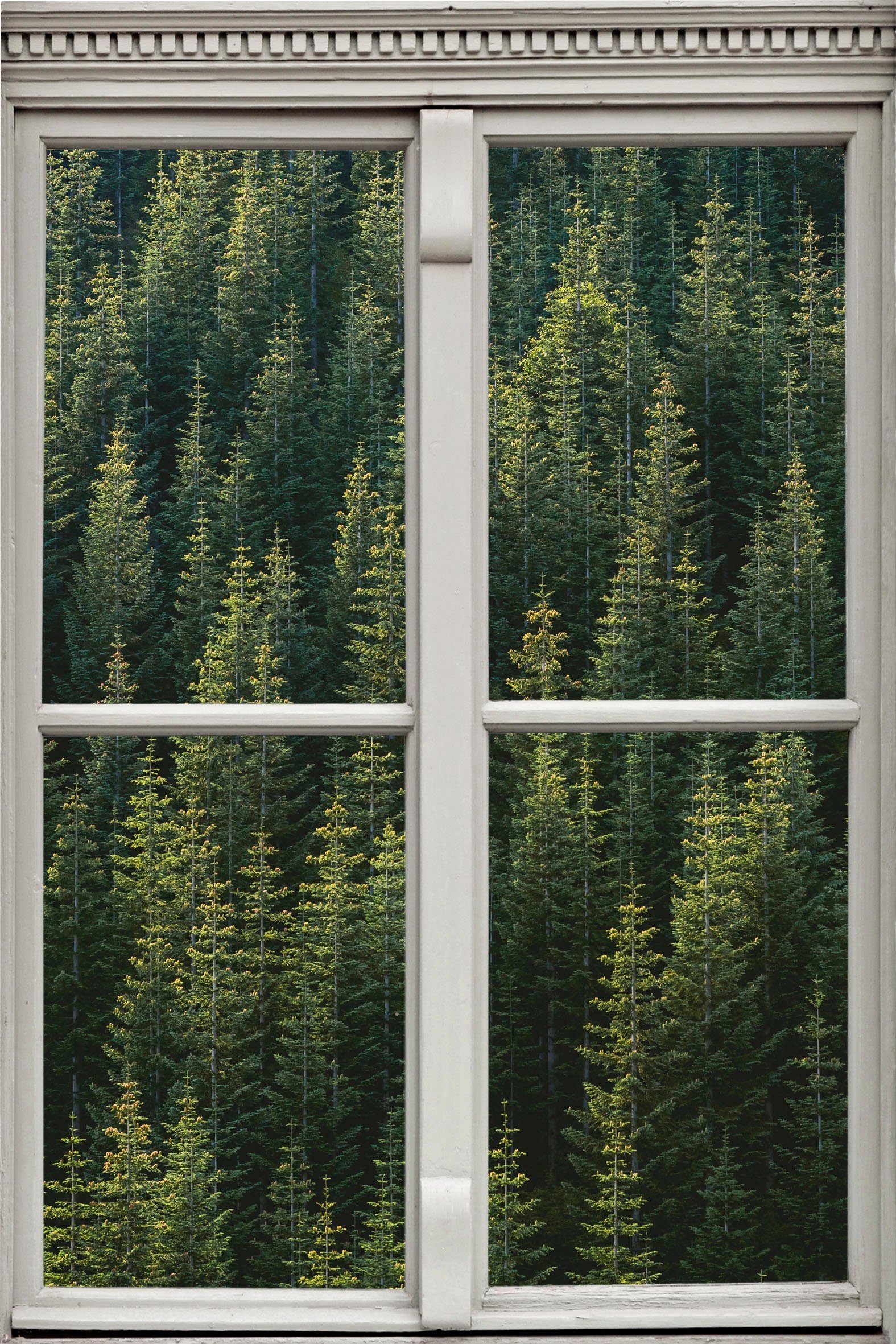 queence Wandsticker Bäume, Wandsticker, Wandbild, selbstklebend, 3D, Fenster