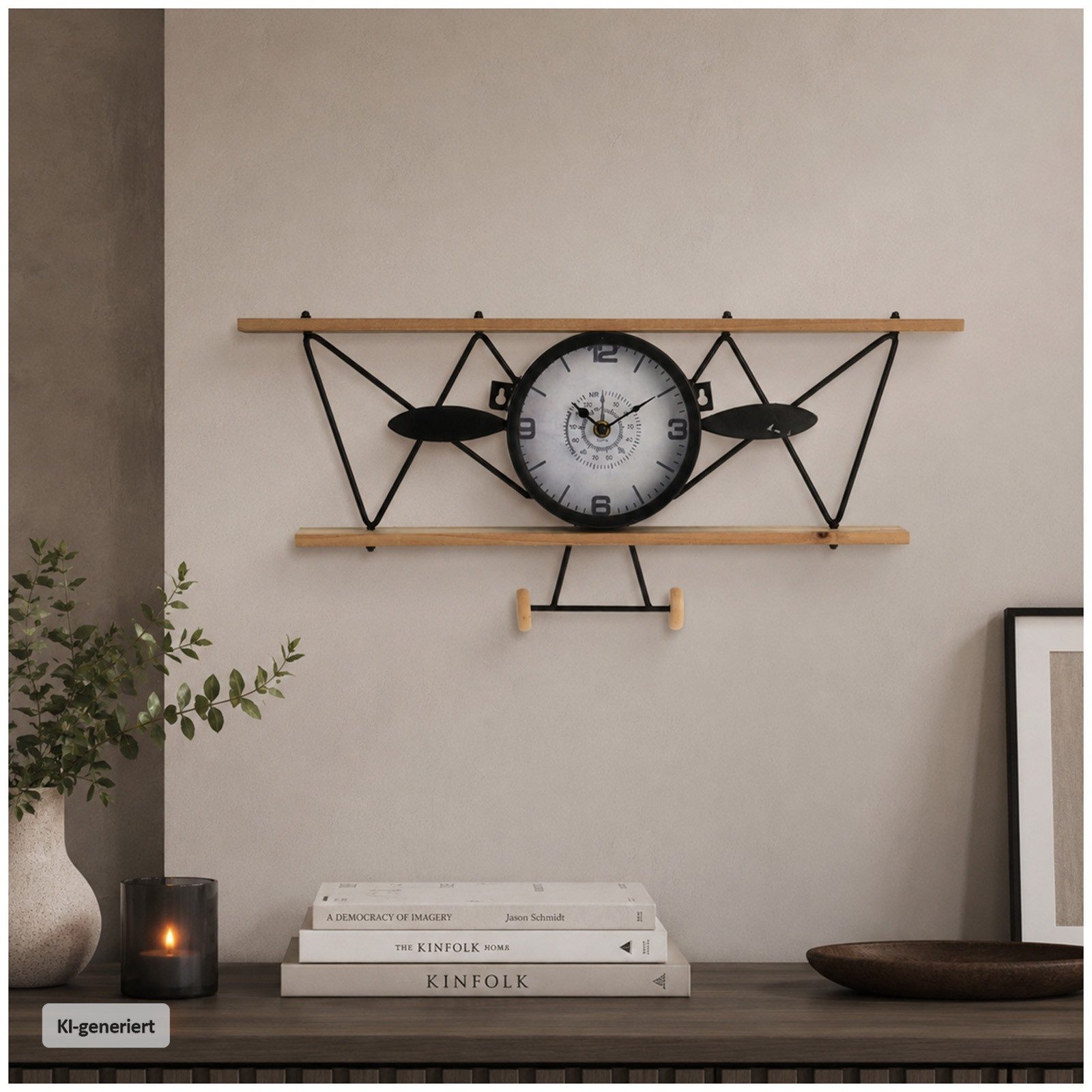 HTI-Living Wanduhr Wanduhr Flugzeug
