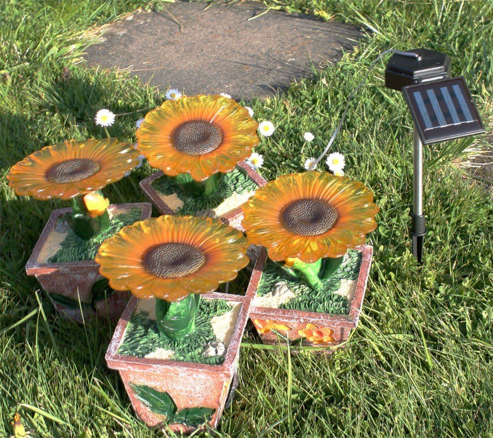 EGLO Gartenleuchte, LED-Leuchtmittel fest verbaut, Warmweiß, Vier LED Solar Außen Leuchten Blumen Garten Lampe Beleuchtung EGLO