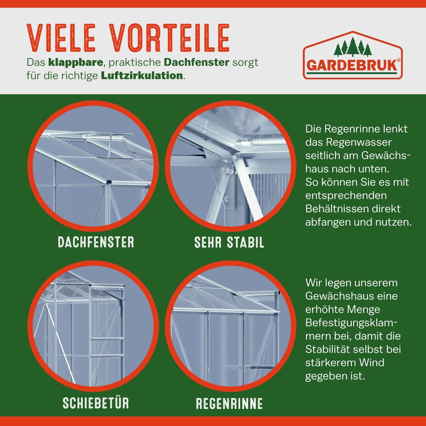 Gardebruk Gewächshaus, Beistell Alumini...