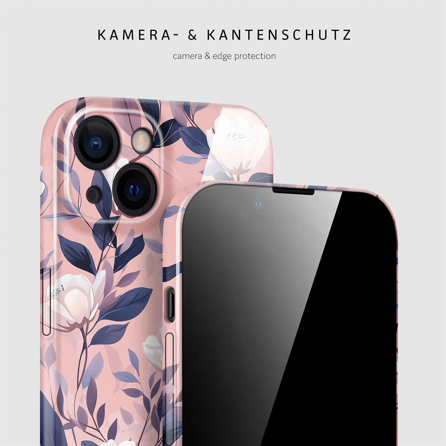 ONEFLOW Handyhülle für iPhone 13 Hülle dünn Flower Cover Weiß Rosa 6,1 Zoll, Blumen Muster Handy Schutzhülle in Floral Design Case mit Kameraschutz