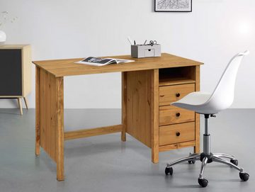 Moebel-Eins Schreibtisch, TOBINO Schreibtisch, Material Massivholz, Kiefer gewachst