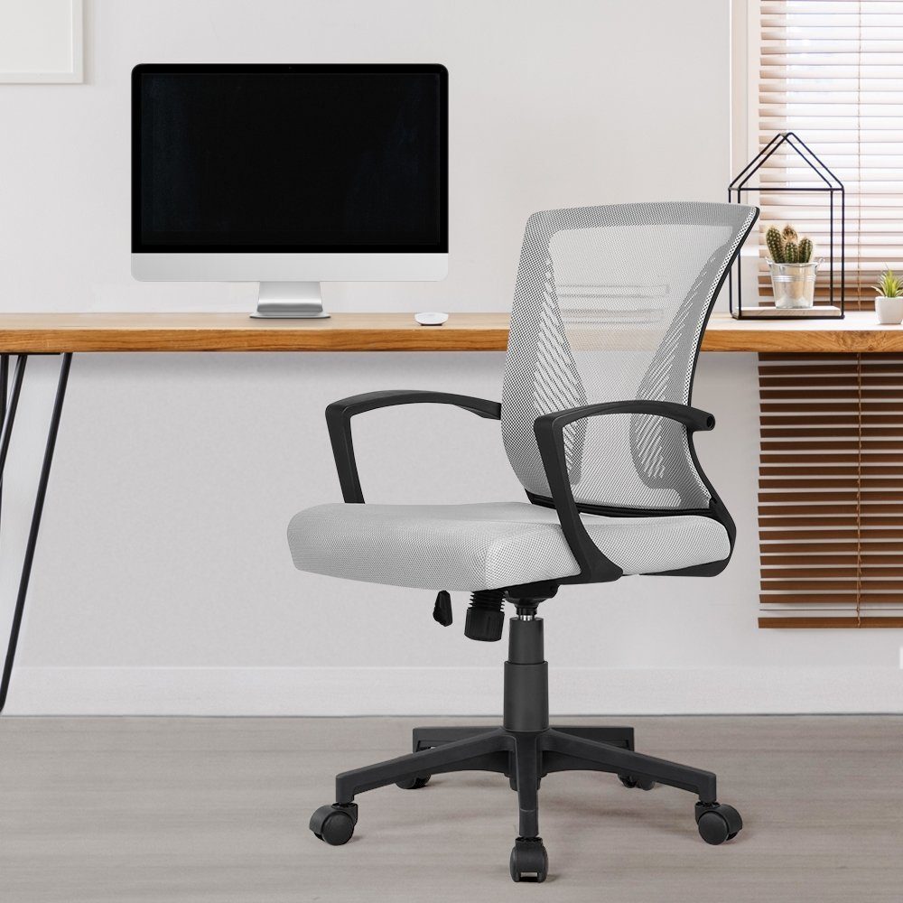 Yaheetech Bürostuhl aus Mesh-Gewebe Höhenverstellbarer Schreibtischstuhl, Ergonomischer Drehstuhl Arbeitsstuhl Computerstuhl mit Wippfunktion