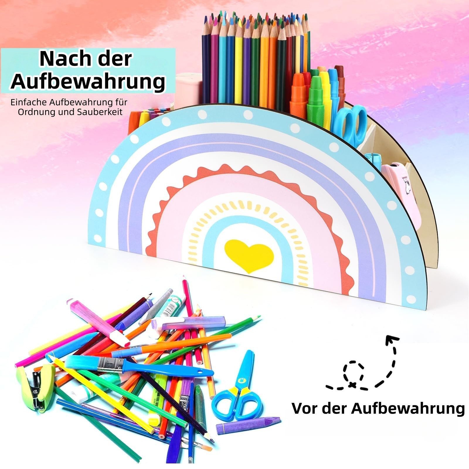 FOUORTUNATE-BEE Organizer Praktisches Kinder-Schreibtisch-Organizer-Set für Stifte und Zubehör, Schreibtisch-Organizer für Kinder – hübsch, funktional und orden – Bild 4 von 5