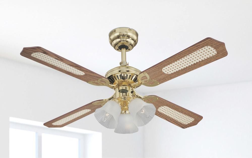 Westinghouse Deckenventilator Deckenventilator Princess Trio Messing poliert 105 cm, Mit Zugschnur