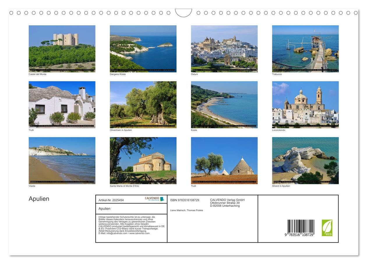 Thumbnail - CALVENDO Wandkalender Apulien (Wandkalender 2026 DIN A3 quer), CALVENDO Monatskalender