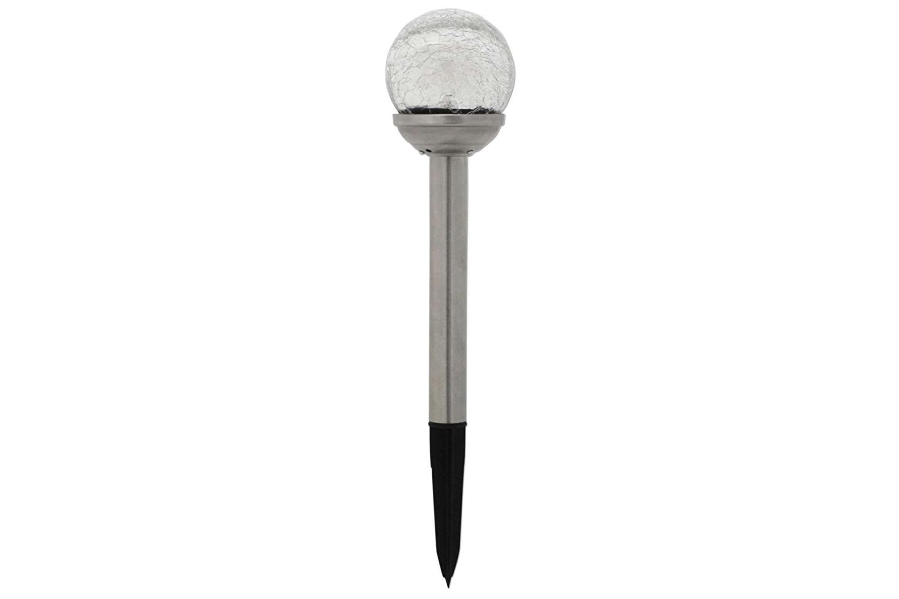 Kynast Garden LED Solarleuchte Solar Glaskugellampe Glasbruch Optik LED Gartenstecker Edelstahl Ø6cm