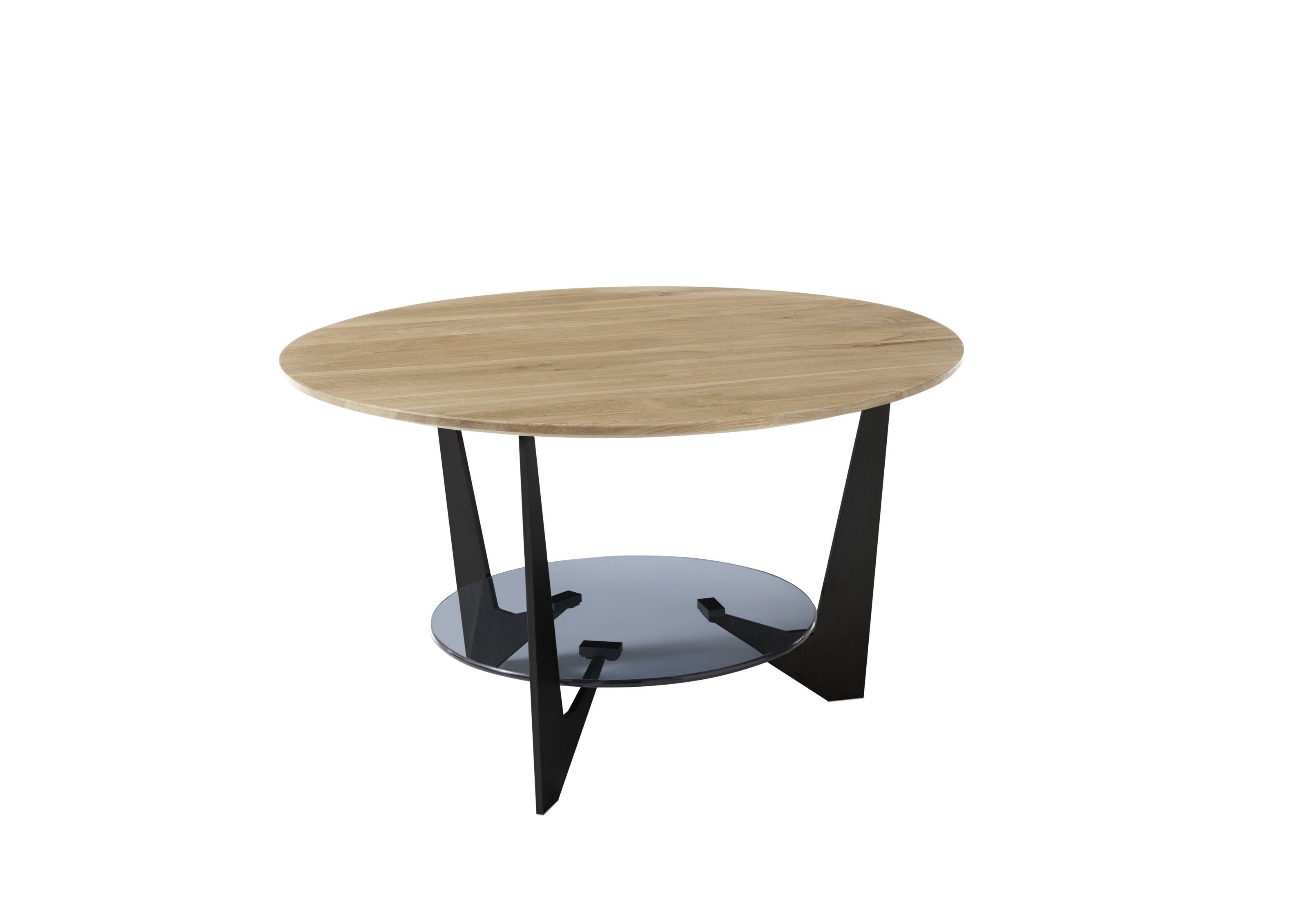 möbelando Couchtisch CADIZ (BxHxT: 70x40x70 cm), aus Holz,Glas,Metall in holzfarben