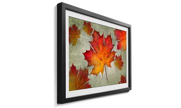 WandbilderXXL Bild mit Rahmen Falling Leaves, Blätter, Wandbild, in 4 Größen erhältlich