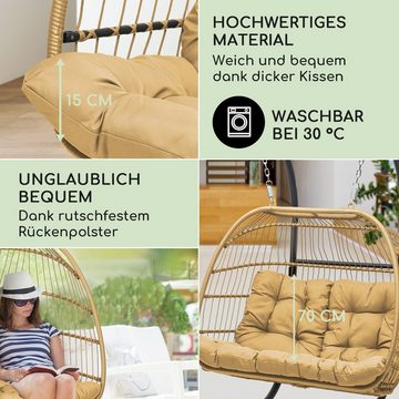 blumfeldt Loungesessel Biarritz double, Hängesessel Sitzkissen Polyester Aluminium Polyrattan