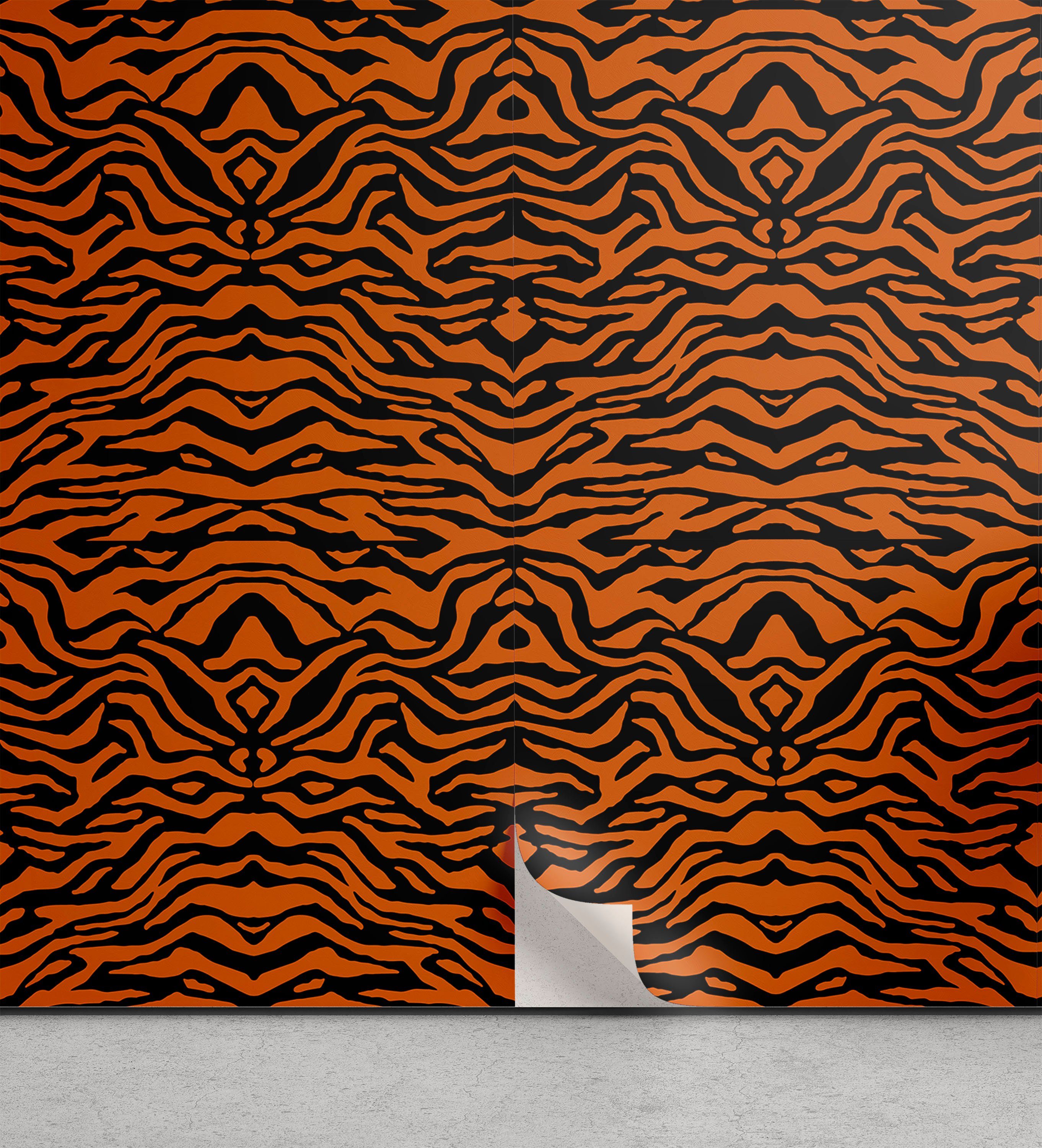 Abakuhaus Vinyltapete selbstklebendes Wohnzimmer Küchenakzent, Safari Dschungel-Tiger-Haut-Streifen | Vinyltapeten