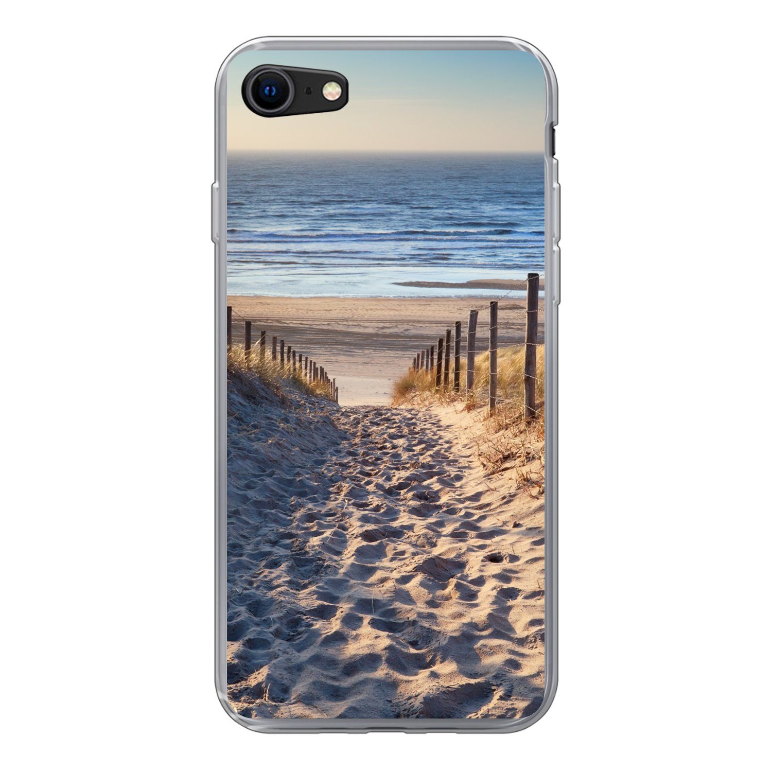 MuchoWow Handyhülle für Apple iPhone 8 Strand - Meer - Niederlande - Dünen - Sonne, Smartphone-Bumper, Print, Handy Schutzhülle Dünn