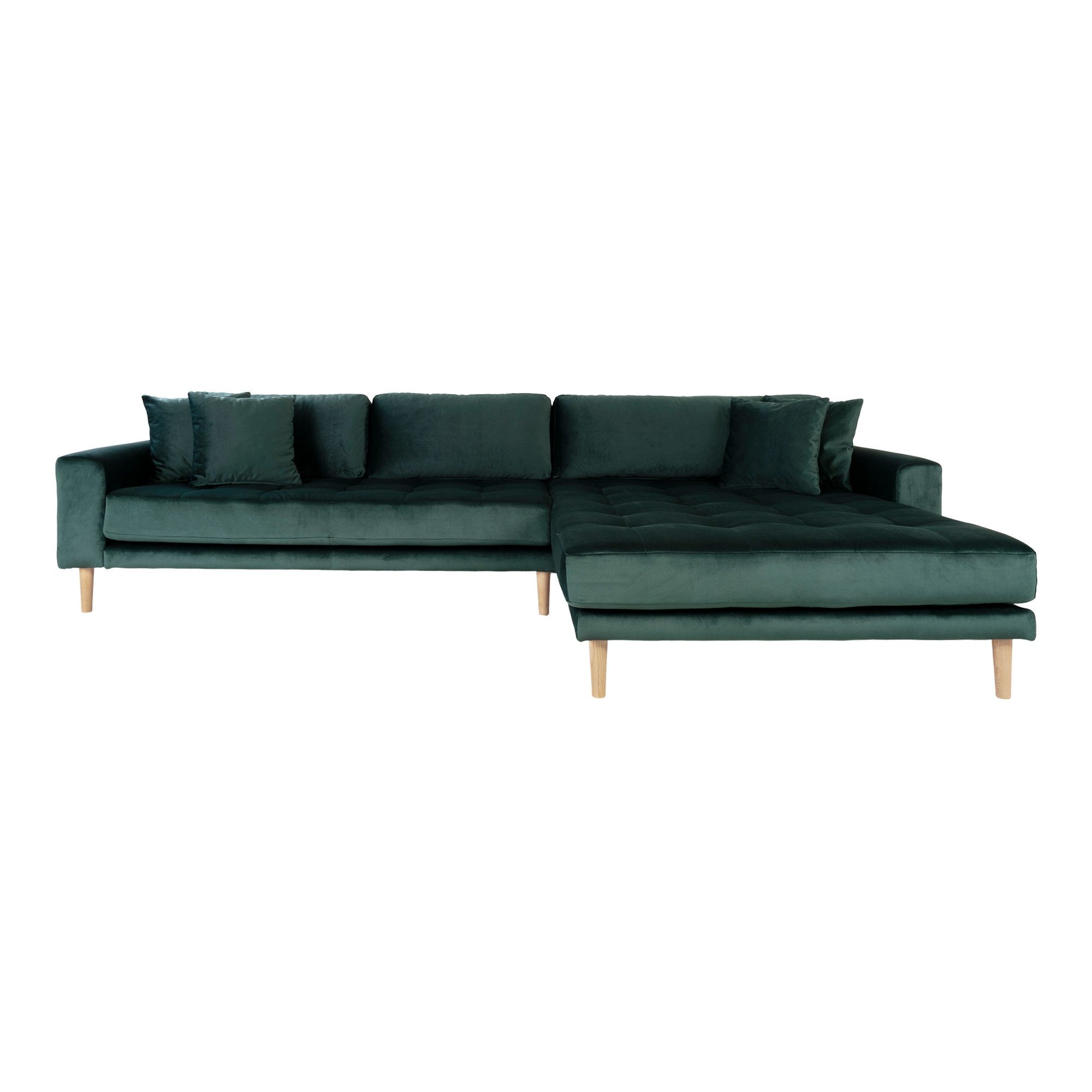House Nordic Ecksofa in Grün, Velour - 290x76x92cm (BxHxT)