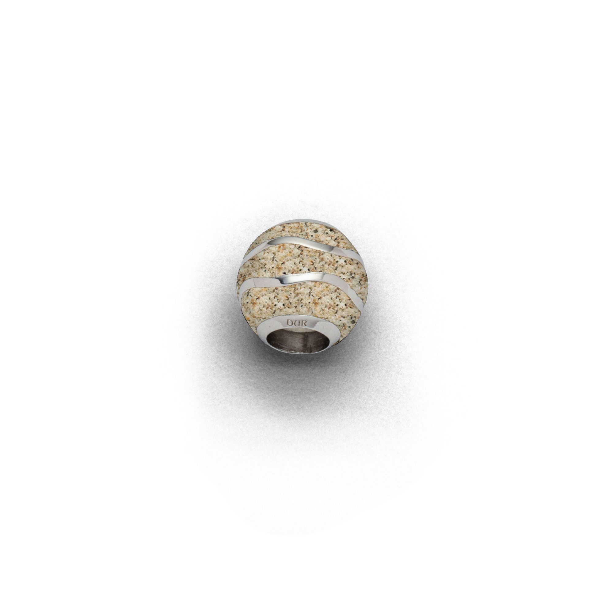 Bead Anhänger P3823 – Silber-Bead „Strandwelle“ mit Strandsand, Ø 11 mm