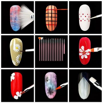 Scheiffy Kosmetikpinsel-Set 15 Stück Nagel Pinsel, Rosa Nail Art Pinsel Set, für UV-Gel, Multifunktional Acryl Nagel Kunst Pinsel, Painting Salon and DIY