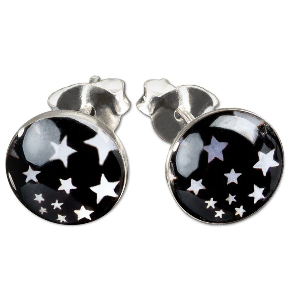 viva-adorno Paar Ohrstecker Damen Ohrringe rund Edelstahl Schwarz Weiß Ster günstig online kaufen