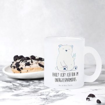 Mr. & Mrs. Panda Teeglas Eisbär Faul - Transparent - Geschenk, Teetasse aus Glas, Büro, Teddyb, Premium Glas, Liebevolle Gestaltung