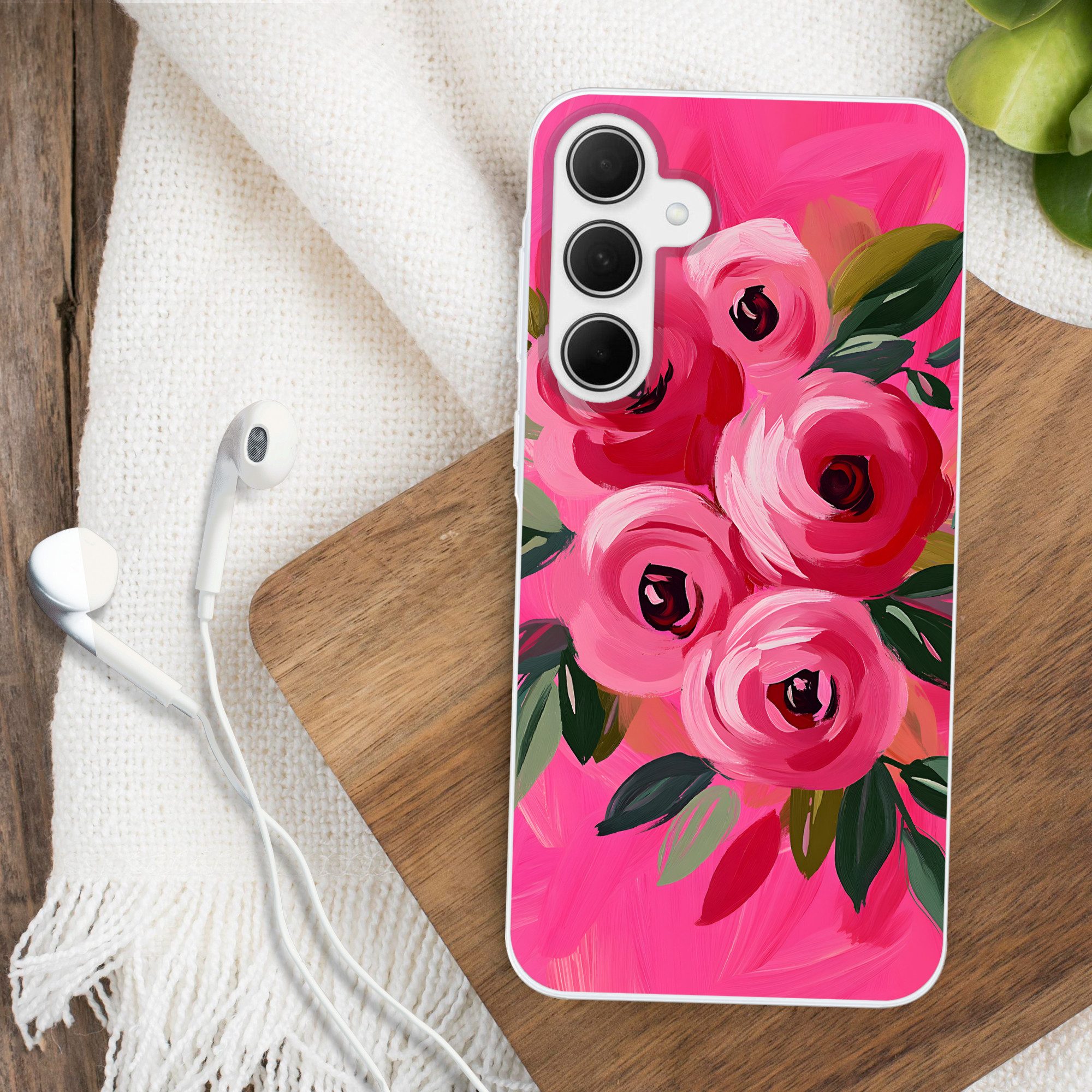 MuchoWow Handyhülle für Samsung Galaxy A35 5G Blumen - Farbe - Rosa, Smartphone-Bumper, Print, Handy Schutzhülle Dünn