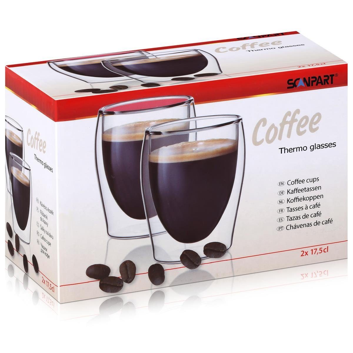 Scanpart Gläser-Set SCANPART Kaffeeglas Thermogläser 2x20cl - Doppelwandiges Thermoglas (2