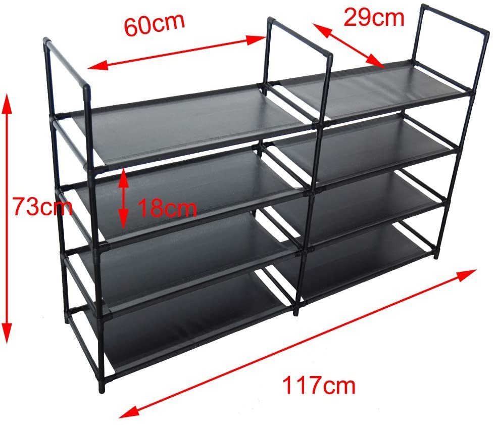 Natsen Schuhregal, Schuhständer (Schwarz, 4/8 mit Schuhschrank Schuhablage Ablagen) Ebene 8