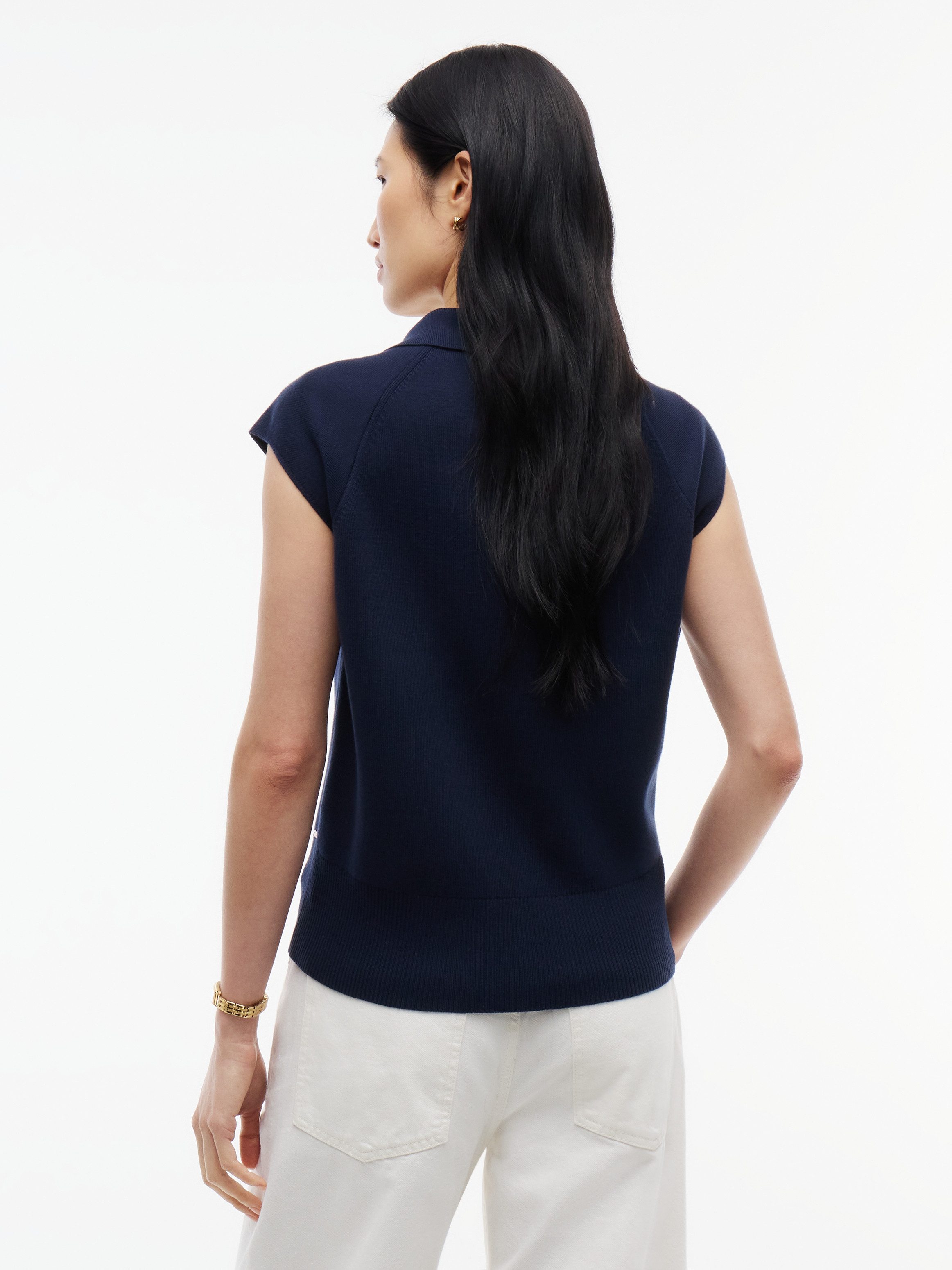 Tommy Hilfiger Strickweste COTTON FULL NEEDLE POLO VEST Baumwollmischung