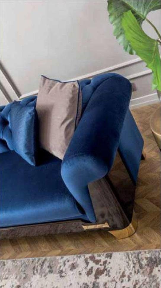 JVmoebel Chesterfield-Sofa 4 Luxus Sitzer Blau Modern, Sofas Chesterfield Stoff 1 Teile Viersitzig Sofa