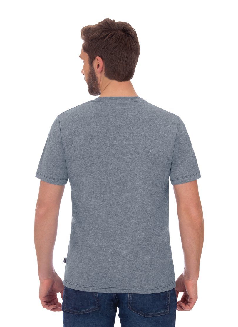 DELUXE Trigema Baumwolle T-Shirt steingrau-melange TRIGEMA V-Shirt
