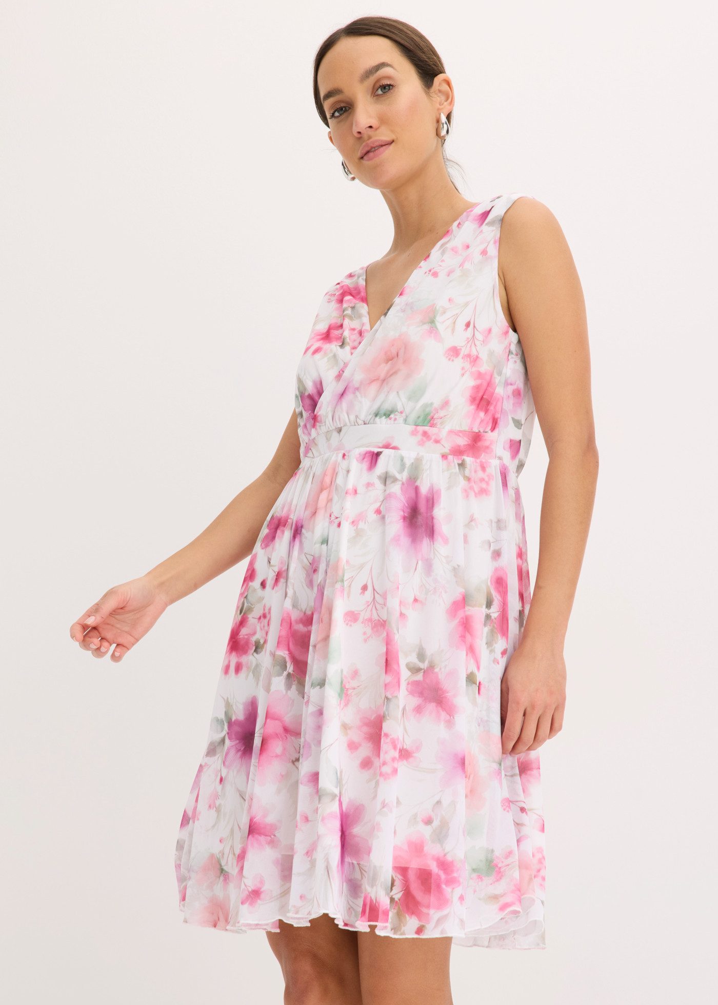 bonprix Minikleid in Wickeloptik, aus Polyester und Elasthan, ausgestellte Passform