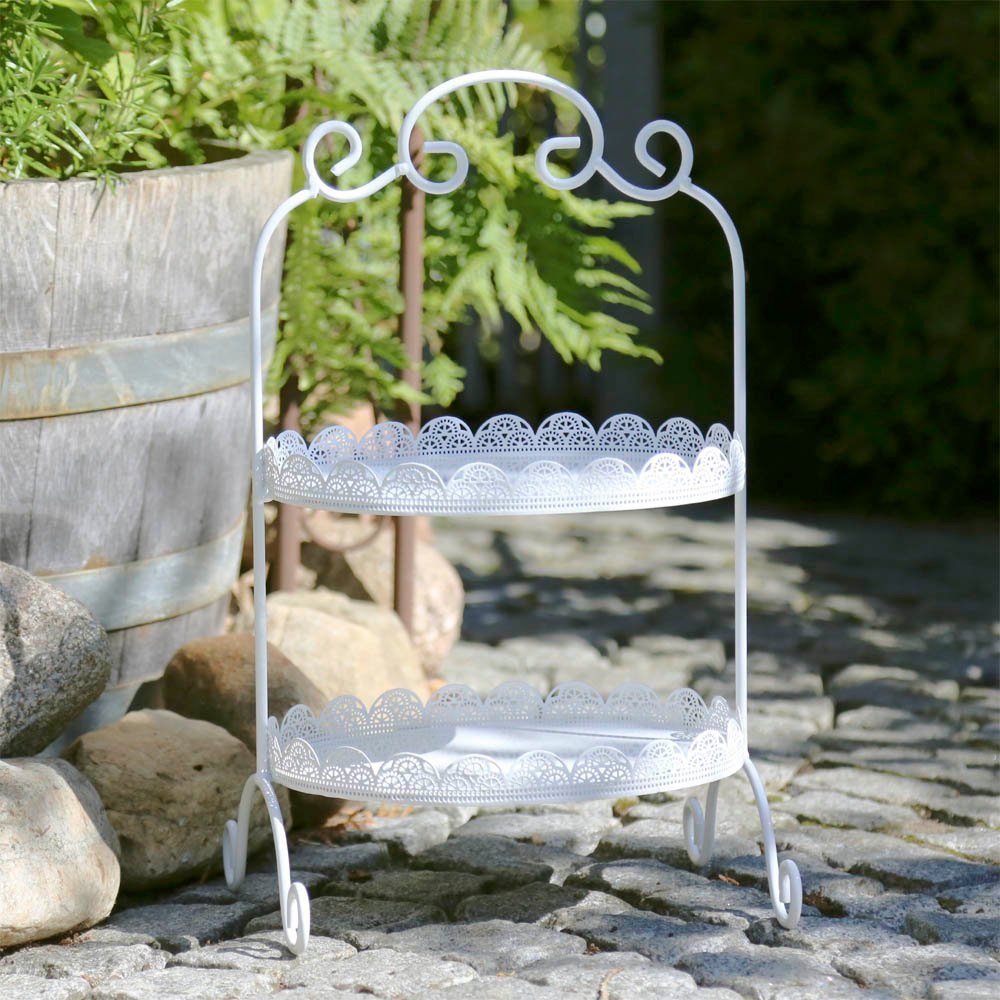 Grafelstein Dekoetagere AMALIA weiß mit Spitzenrand im Vintagestil Metallet günstig online kaufen