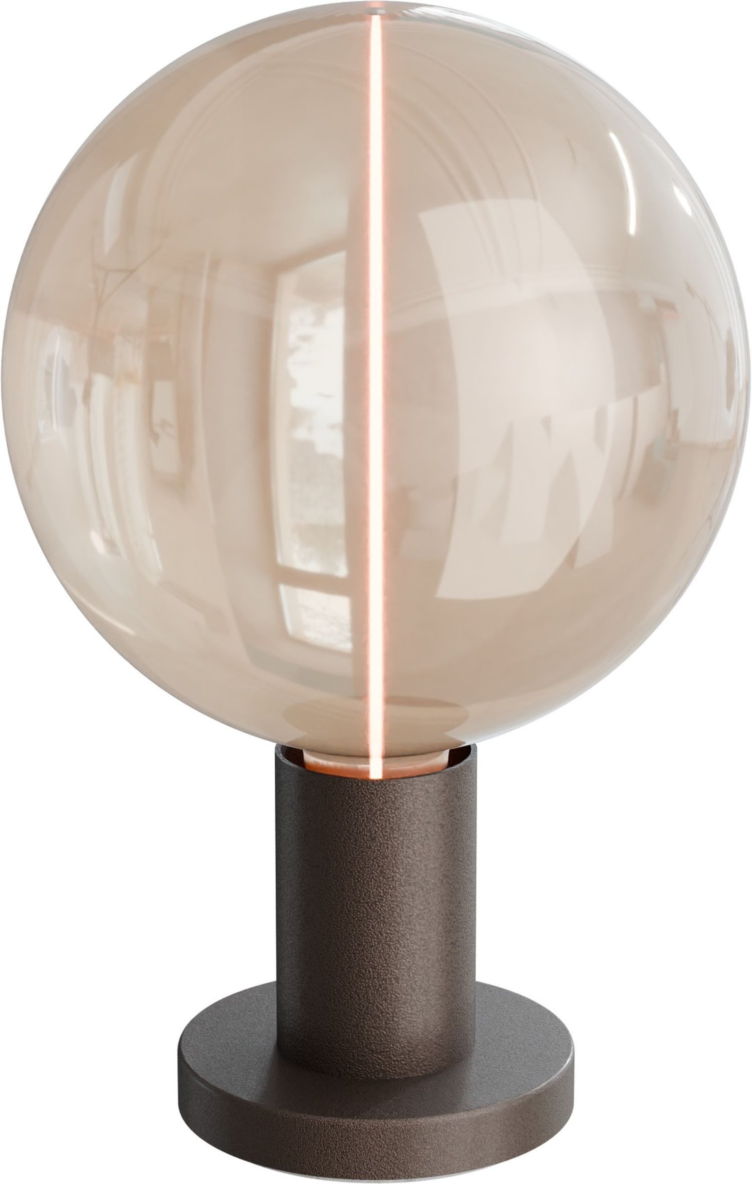 Licht-Erlebnisse Tischleuchte TRUBO, ohne Leuchtmittel, Metall Glas E27 10.2 cm in Kakao Gold rund Modern