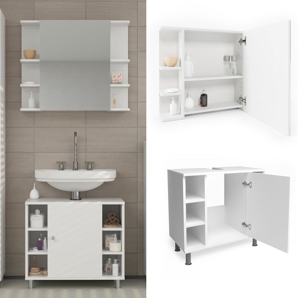 Vicco Badmöbel-Set Fynn, Weiß, 2 Teile, günstig online kaufen