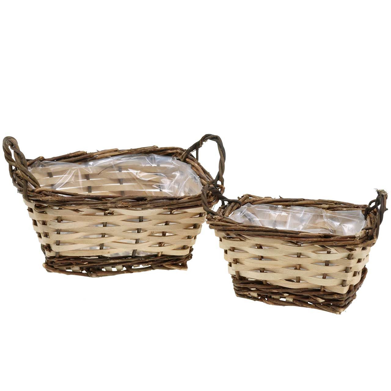 Florists Products Dekokorb Pflanzkorb Set Deko-Korb Natur quadratisch 21×16cm 2er Set