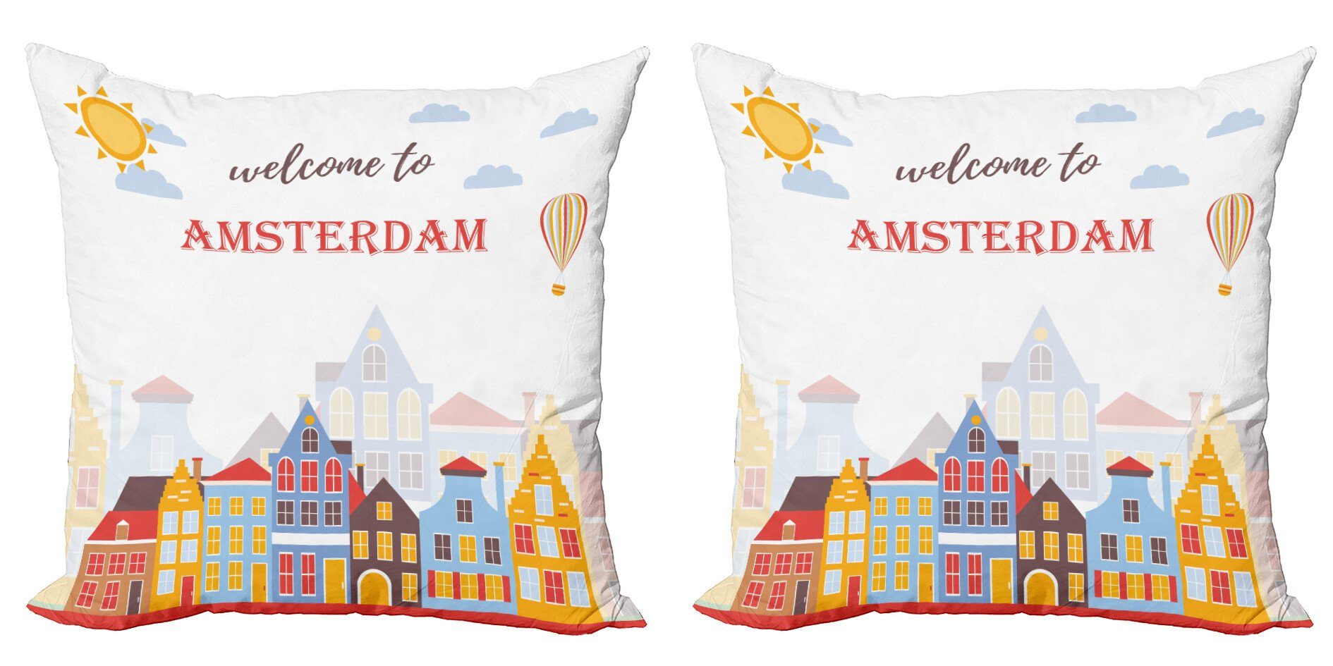Kissenbezüge Modern Accent Doppelseitiger Digitaldruck, Abakuhaus (2 Stück), Amsterdam Begrüßung Sunny Stadt
