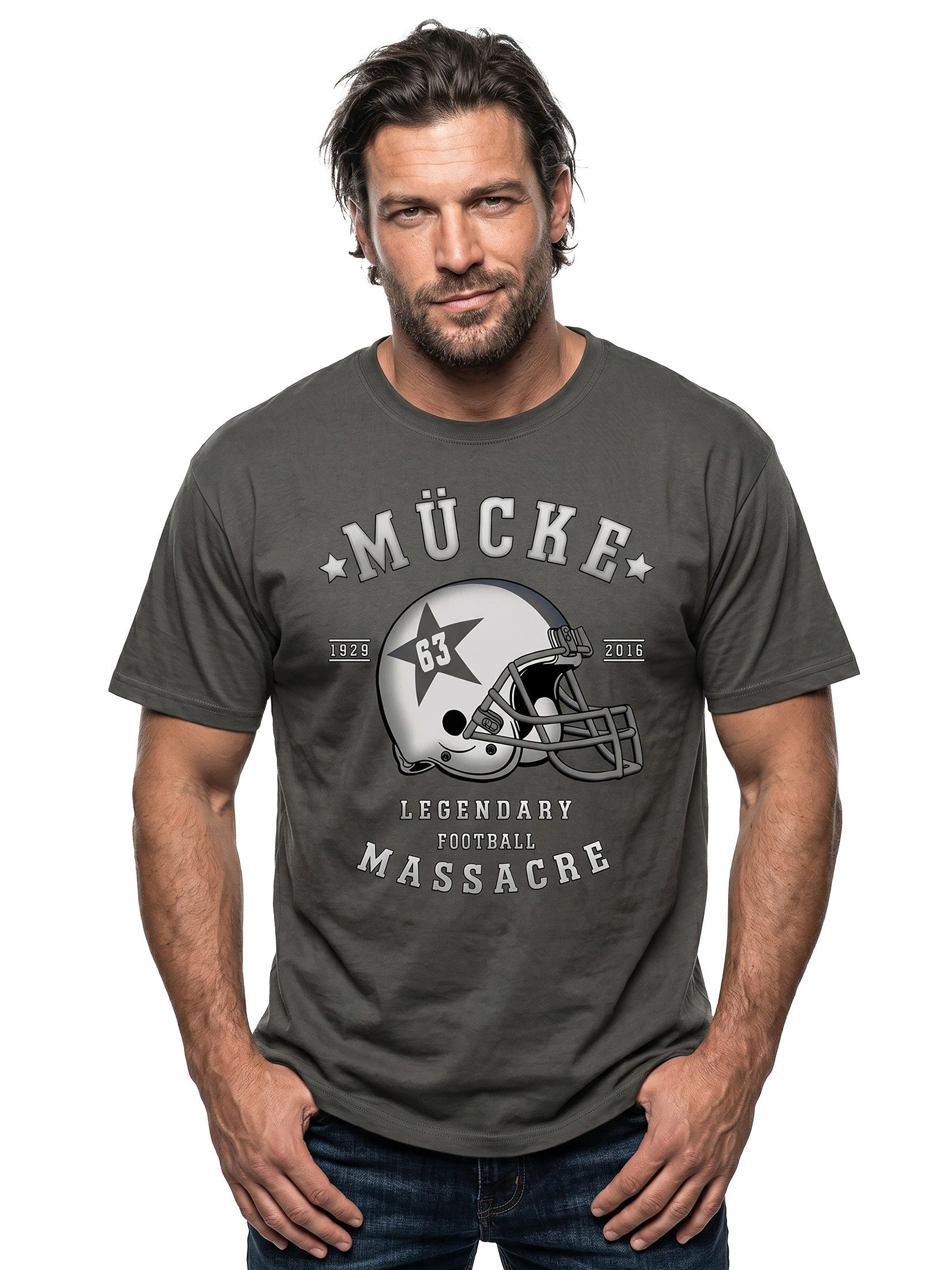 MAKAYA Print-Shirt Buds Trikot Mücke 63 American Football Helm Motiv Herren/Männer mit Druck