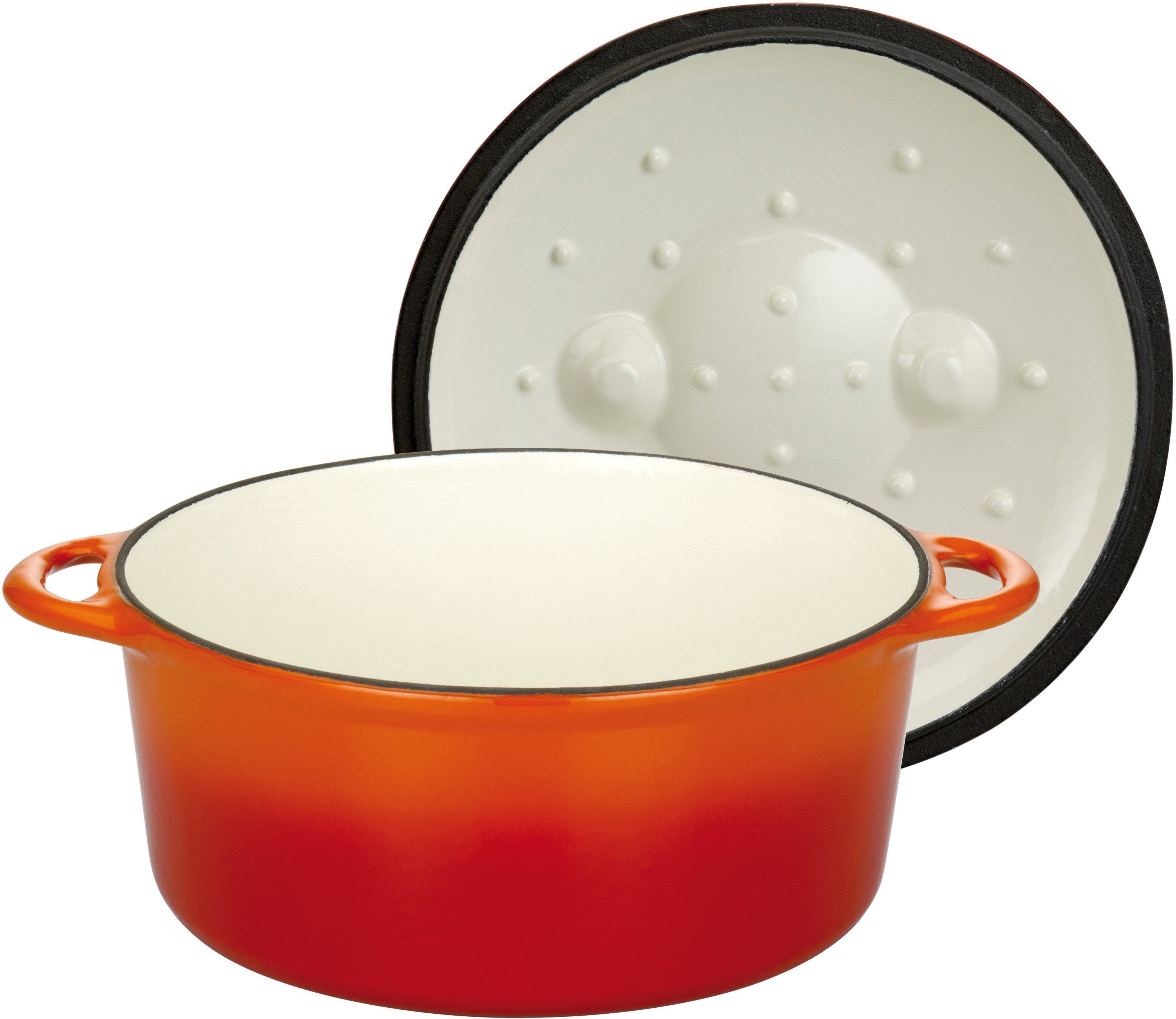 GSW Topf-Set Orange Shadow, Gusseisen (Set, 4-tlg., 1x Kochtopf Ø 24 cm, 1x Bratpfanne Ø 26 cm, 1 Auflaufform 35x 21 cm), Induktion