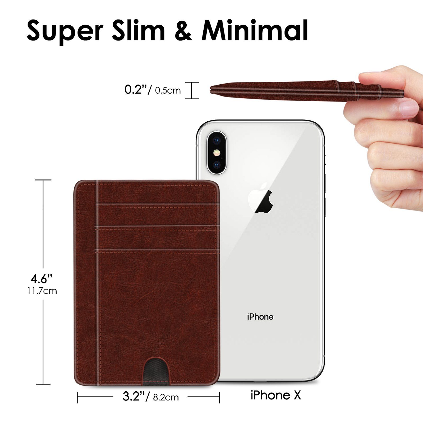 Fintie Geldbörse Flache Geldbörse Kartenetui, Premium Kunstleder RFID-Blocker, Slim Geldbeutel Kreditkartenetui mit ID-Fenster & Schnellzugriff-Fach