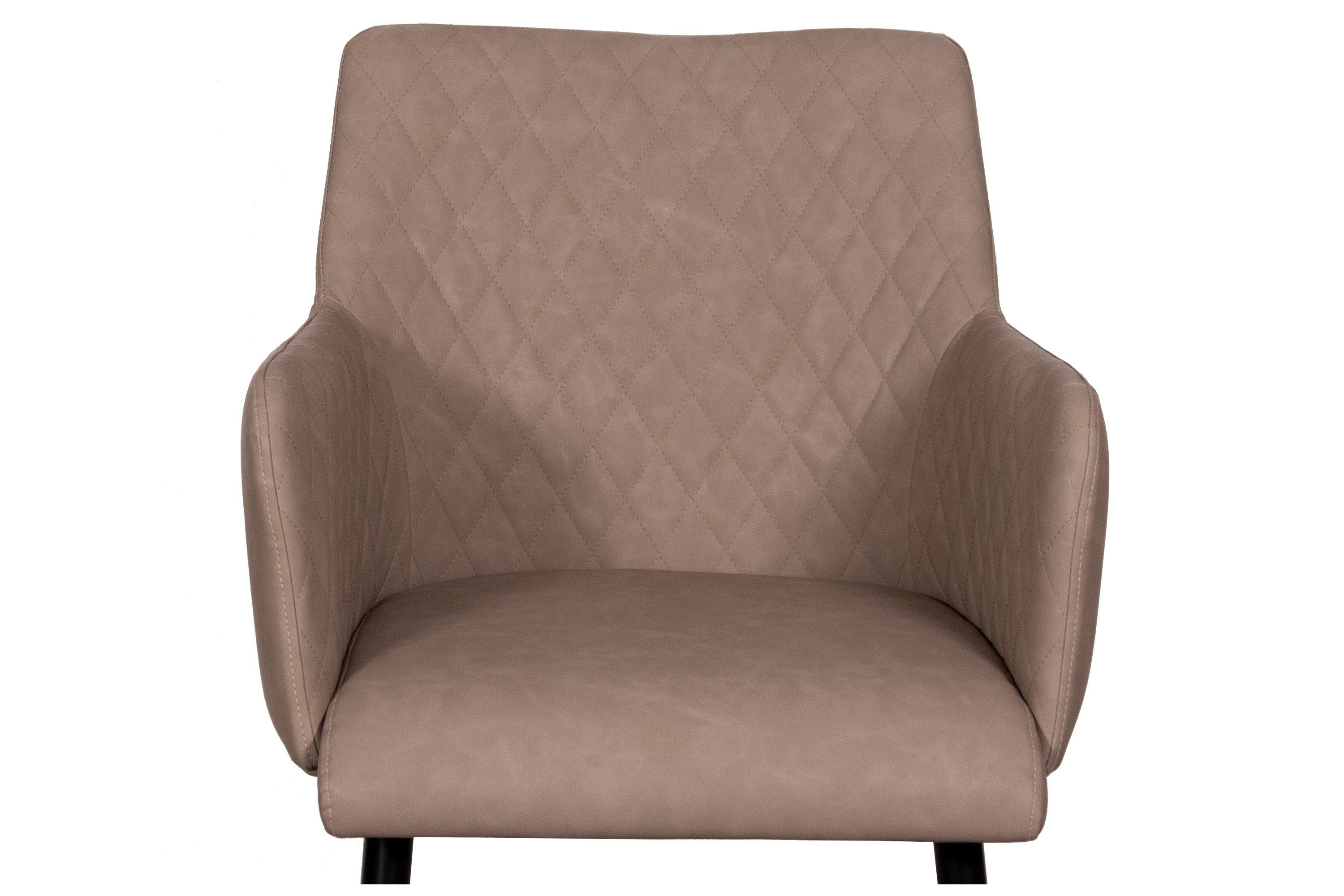 Junado® Armlehnstuhl Rose, und taupe Kunstlederbezug mit Rautenmuster eleganter Stuhl