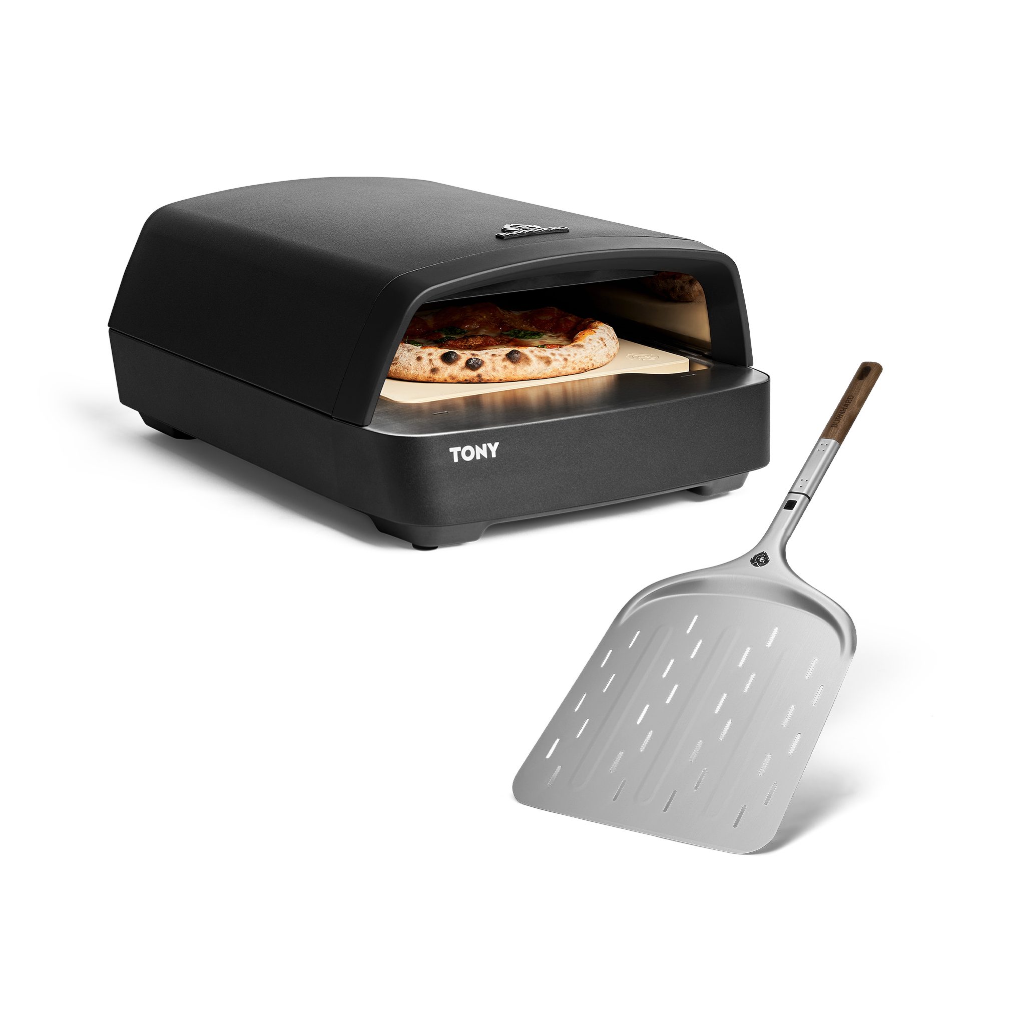 BURNHARD® Gas-Pizzaofen, Cordierit-Pizzastein 33 cm, inkl. Pizzaschieber