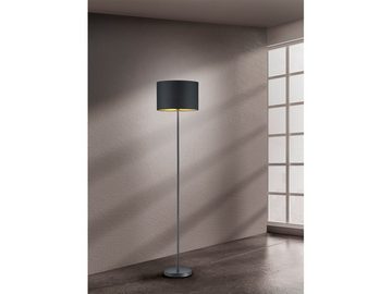 meineWunschleuchte LED Stehlampe, Dimmfunktion, LED wechselbar, Warmweiß, große Design Lampe dimmbar für Ecke, Stoff Lampen-schirm Schwarz Gold