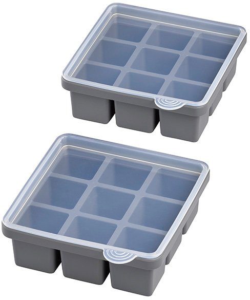 APS Eiswürfelform, (Set für inkl. Eiswürfel transparentem Deckel, 9 cm, bis 4x4x4 zu 2-tlg)