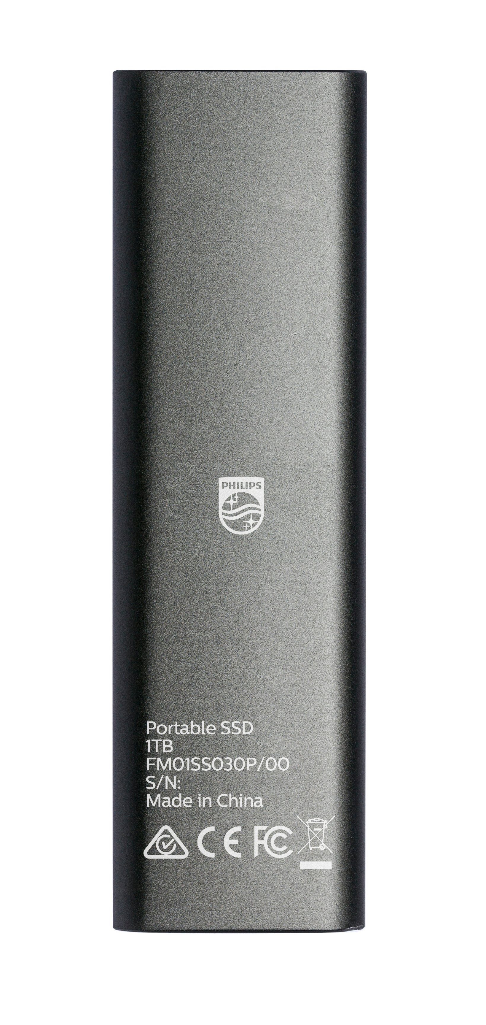 SSD 520 Speed 540 Schreibgeschwindigkeit,Ultra MB/S Philips externe 3.2, Grey SATA" USB-C Space Lesegeschwindigkeit, MB/S FM01SS030P/00 (1TB)