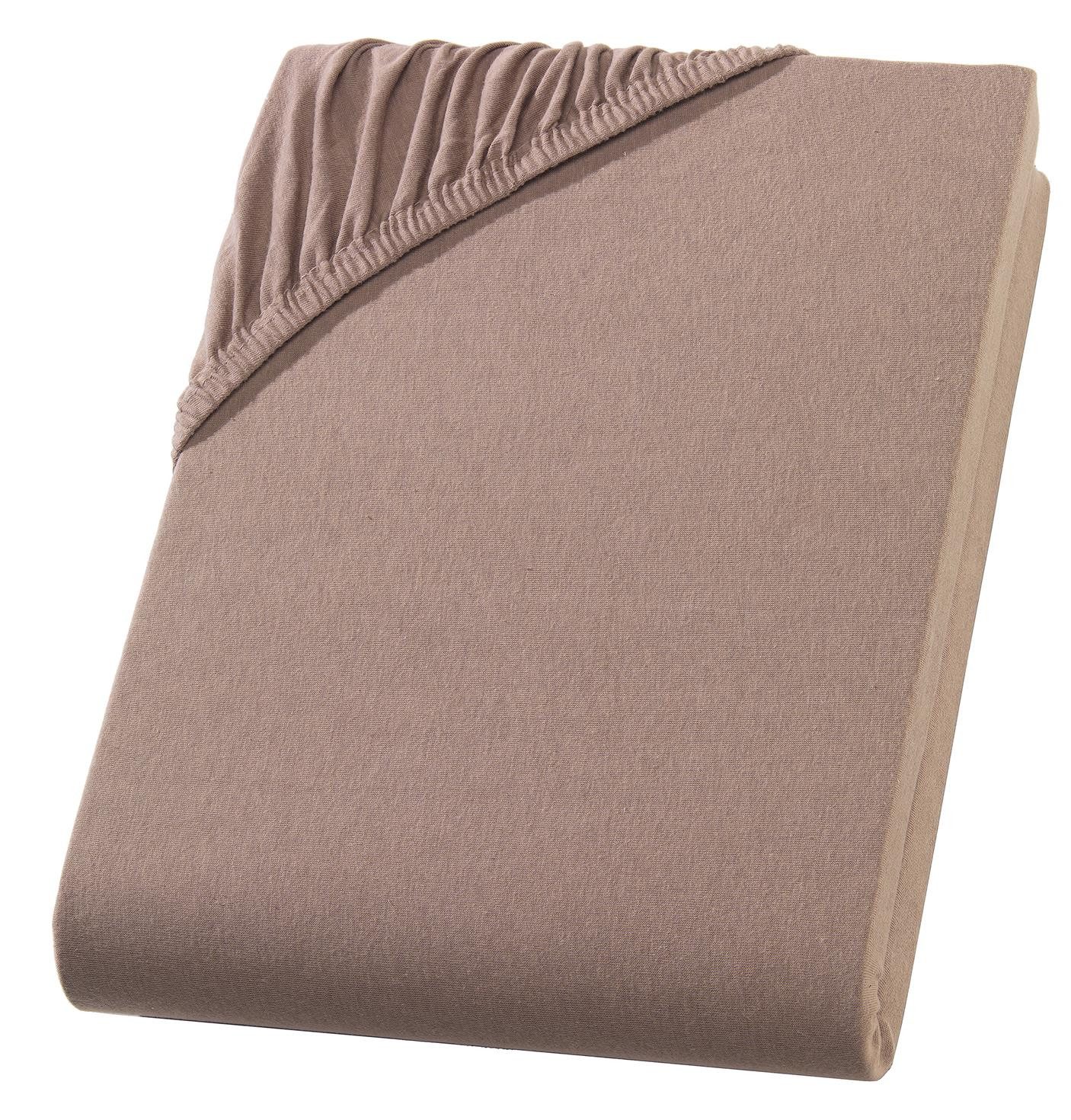 Carpe Sonno Spannbettlaken Jersey 90x200 100x200 120x200 140x200 160x200 180x200 200x200 70x140, Jersey, Gummizug: rundum, (1 Stück), 100% Baumwolle Spannbettlaken 90x200 Spannbetttuch Nougat