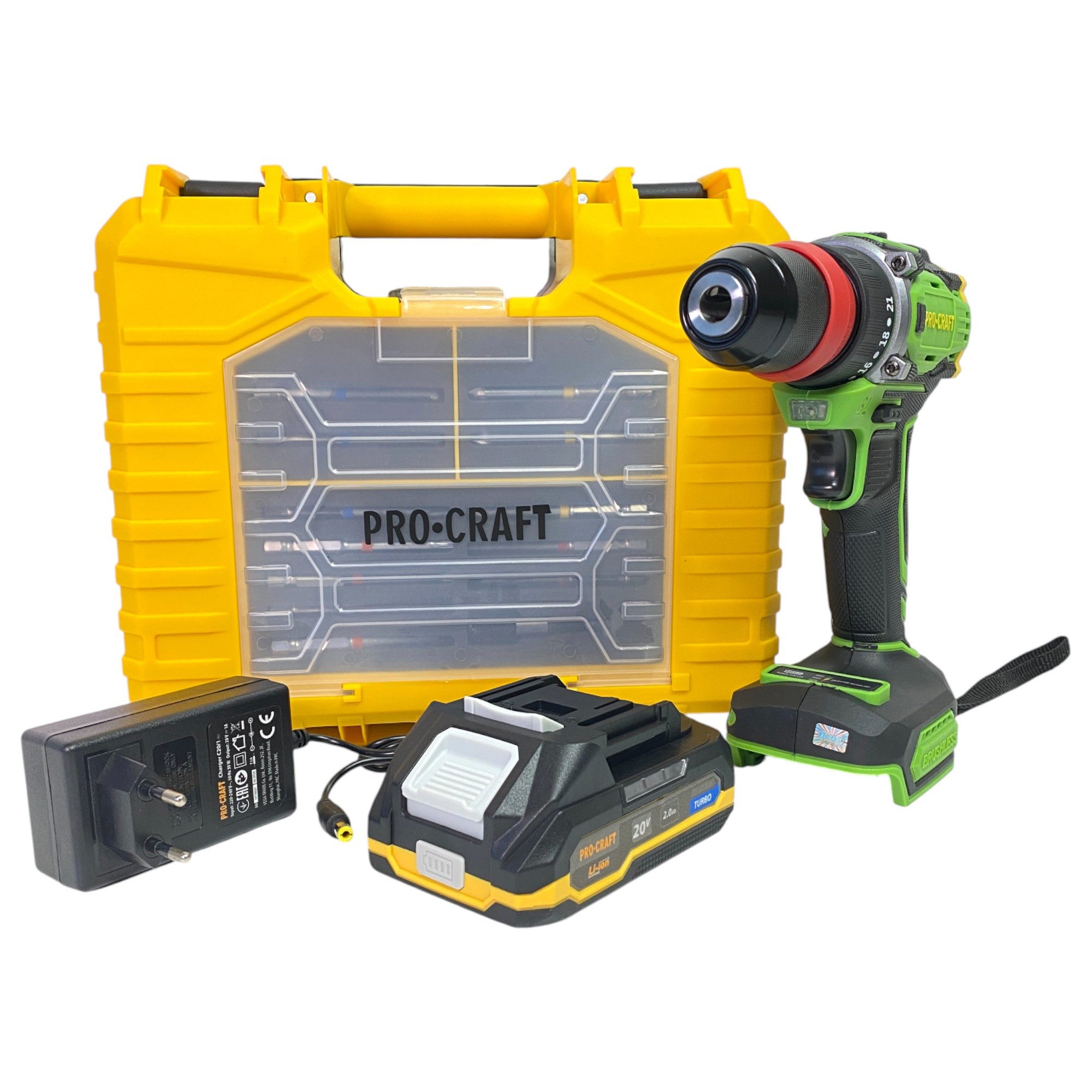 PRO CRAFT Akku-Schrauber PA18ProDFR2-1B-C Akku Bohrschrauber 20 V 30 Nm Brushless + 1x Akku
