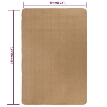 Teppich Teppich Jute mit Latexrücken 80 x 160 cm Naturfarben Teppich, vidaXL, Höhe: 160 mm