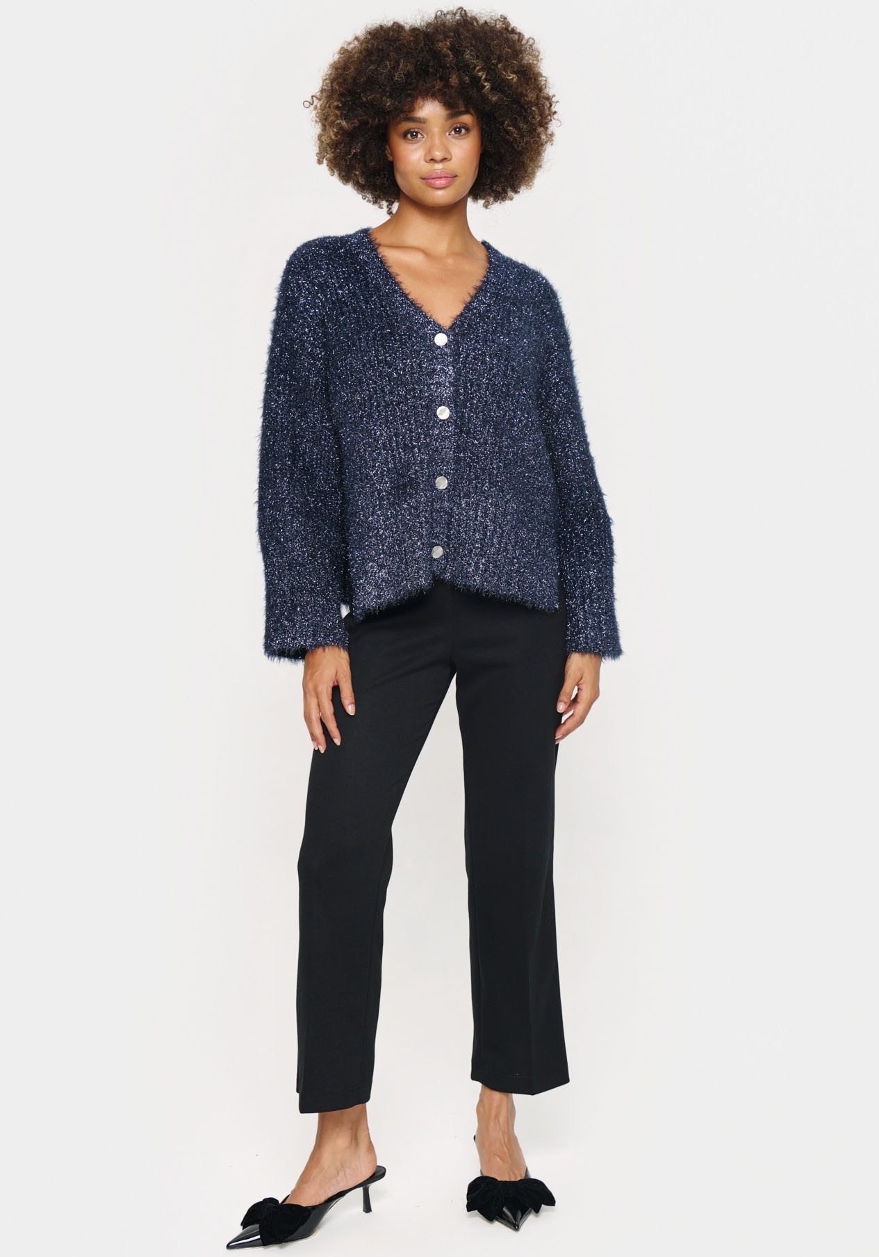 Saint Tropez Strickjacke HalfaSZ Cardigan mit Glitzereffekt – Bild 4 von 5