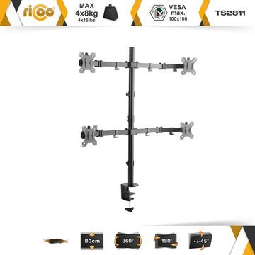 RICOO TS2811 Monitor-Halterung, (bis 32 Zoll, Tischhalterung 4 Monitore Monitorständer Bildschirm Halter schwenkbar)