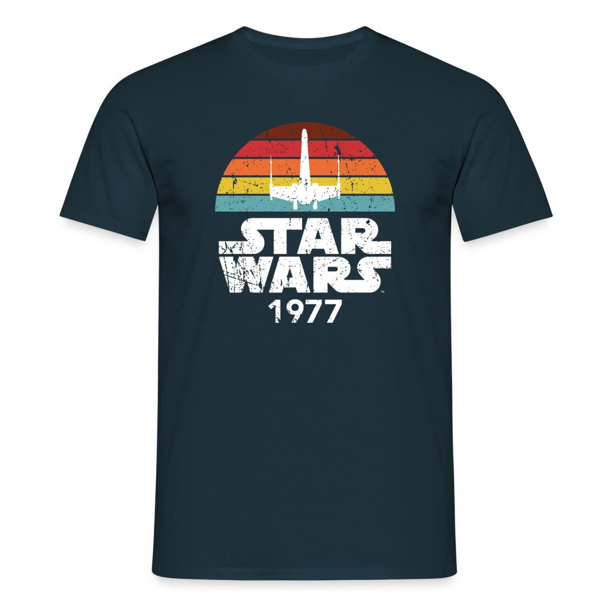 Spreadshirt T-Shirt Star Wars Schriftzug 1977 Retro Männer T-Shirt (1-tlg)