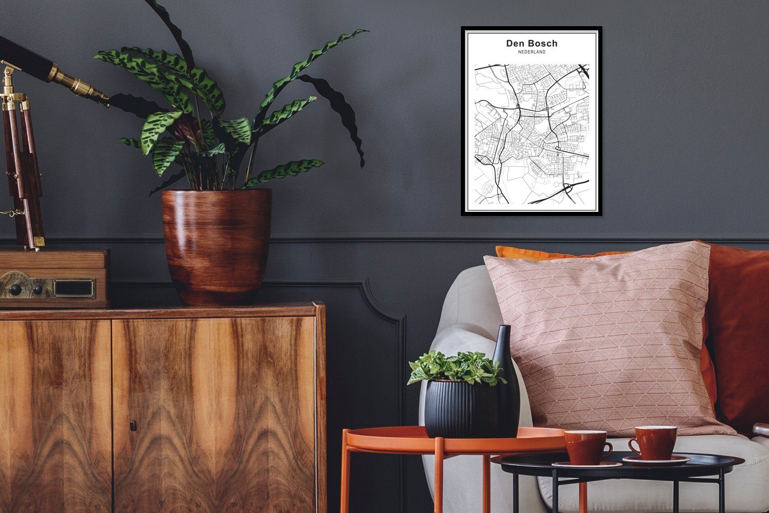 Poster Stadtplan - Den Bosch - Schwarz und weiß
