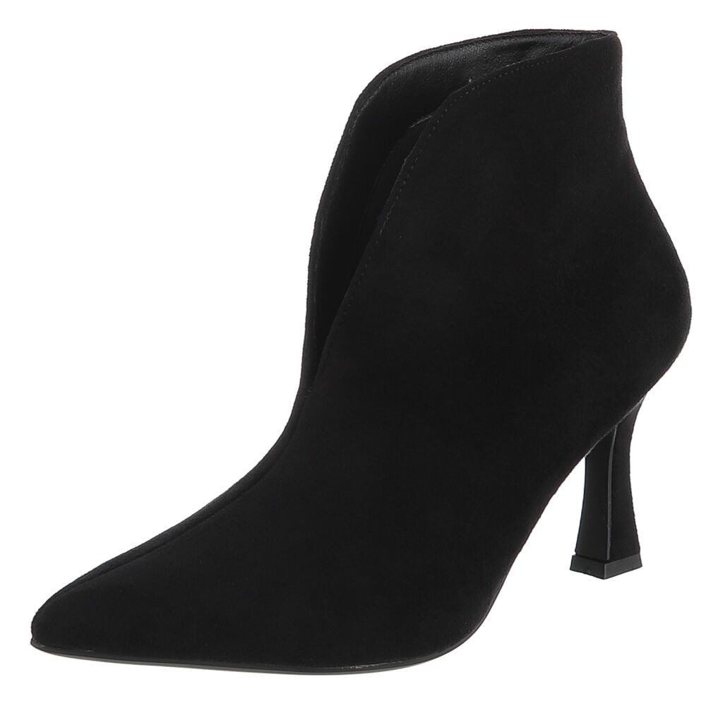 Ital-Design Damen Ankle-Boot spitz mit hohem Absatz High-Heel-Stiefelette (92269202) Pfennig-/Stilettoabsatz Stiefeletten in Schwarz
