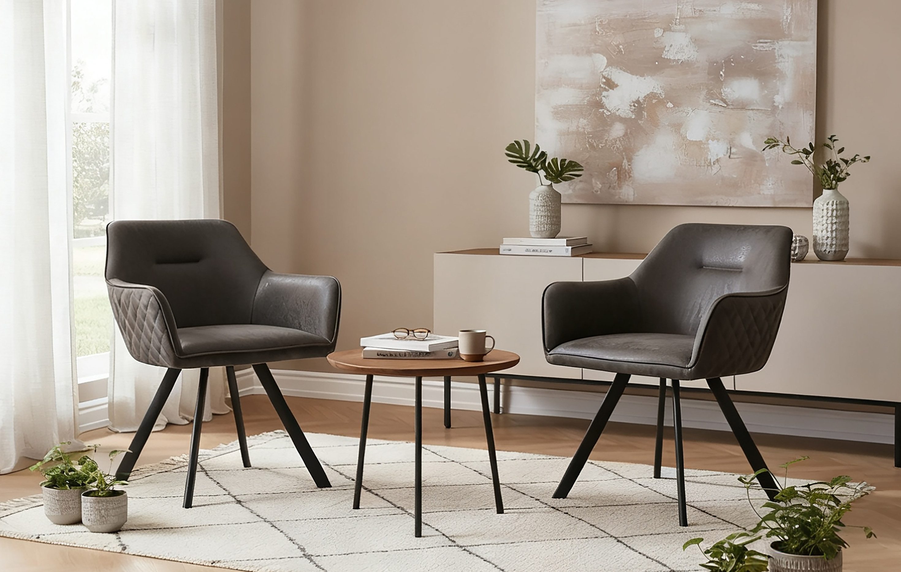 B&D home 4-Fußstuhl CYRUS (2er Set, 2 St), gepolstert, mit Armlehnen günstig online kaufen